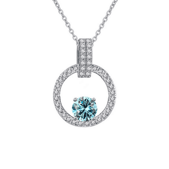 1CT Moissanite Pendant Necklace for Women, D Color VVS1 Pink/Blue/Yellow Diamond Necklaces, Jewelry Gifts for Wife Mom with Certificate