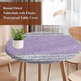 thumbnail image 3 of Purple Silver Stripes Round Tablecloth 45-54 Inch Round Fitted Table Cloth with Elastic Edge, Modern Ombre Abstract Aesthetic Waterproof Table Cover Protector for Outdoor Picnic Party Dining, 3 of 6