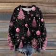 thumbnail image 4 of WTOBBY Christmas Themed Women's Knit Sweater Top, Long Sleeve Round Neck Printed Pullover, Casual Holiday Fashion Wear for Seasonal Outfits,Black M, 4 of 6