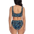 thumbnail image 3 of Honeii Blue Leaves A Print Women’s Bikini Set,Two Piece Swimsuit Bathing Suits,Stylish High Elasticity Swimwear for Beach and Pool, 3 of 7