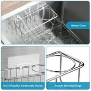 TSV 2-in-1 Sink Holder, Adhesive Rustproof Sponge Holder Kitchen Sink Organizer Basket for Sponges, Dish Brushes, Soap