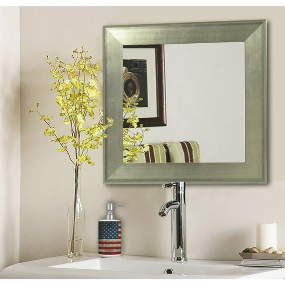 Rayne Brushed Silver Square Wall Mirror