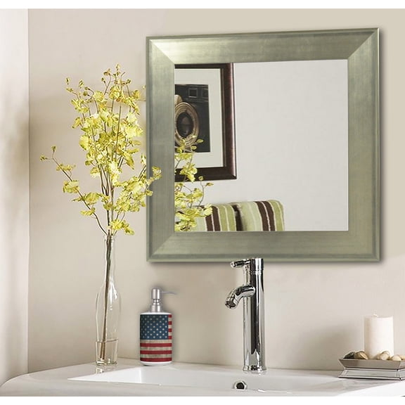 Rayne Brushed Silver Square Wall Mirror