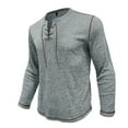 thumbnail image 6 of Under $10 Men's Lace Up Crew Neck Shirts Casual Slim Fit Outdoor Sports Tops Long Sleeve Soft Lightweight Cozy Pullover, 6 of 8