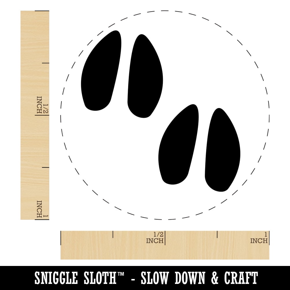 Deer Tracks Footprints Self-Inking Rubber Stamp Ink Stamper - Brown Ink - Medium 1 Inch