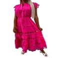 thumbnail image 1 of Elegant Women‘s Long Dress with Fly Sleeves and Button-down Design, 1 of 5