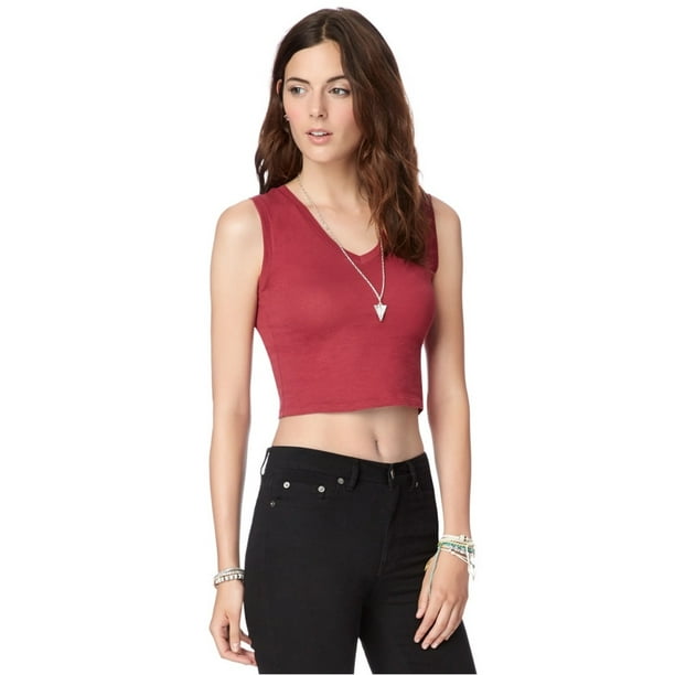 Aeropostale Juniors Solid Cropped Tank Top