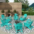 thumbnail image 5 of WestinTrends Malibu 12 Piece Adirondack Chairs Set, All Weather Poly Lumber Outdoor Patio Furniture Set Adirondack Chairs with Ottoman and Side Table, Turquoise, 5 of 7