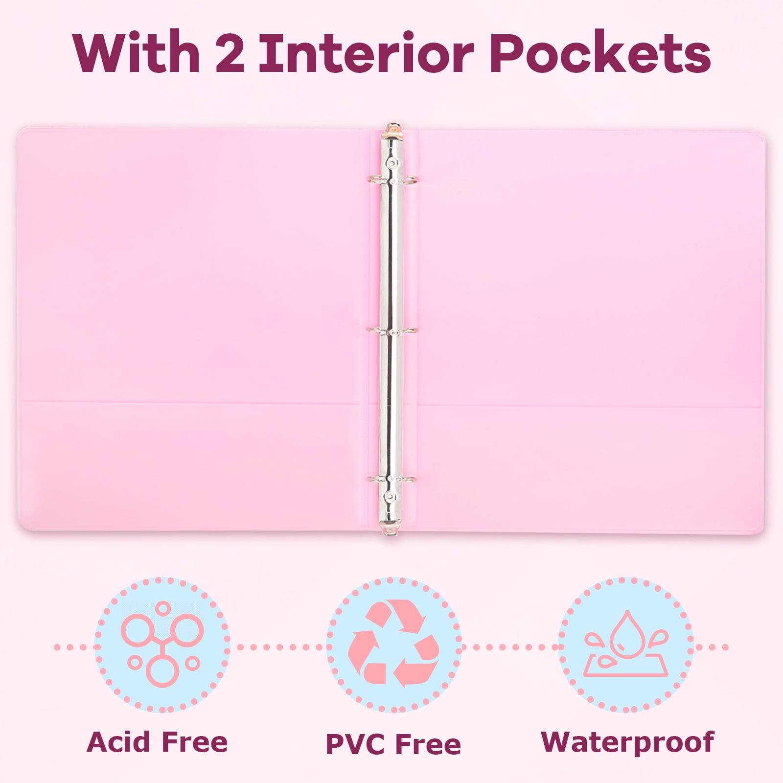 3 Ring 1 inch Binders Round Ring View Notebooks Binders O-ring 3 Ring 200 Sheets of Letter Size Paper Organizer with Pockets 4-Pack Assorted Color