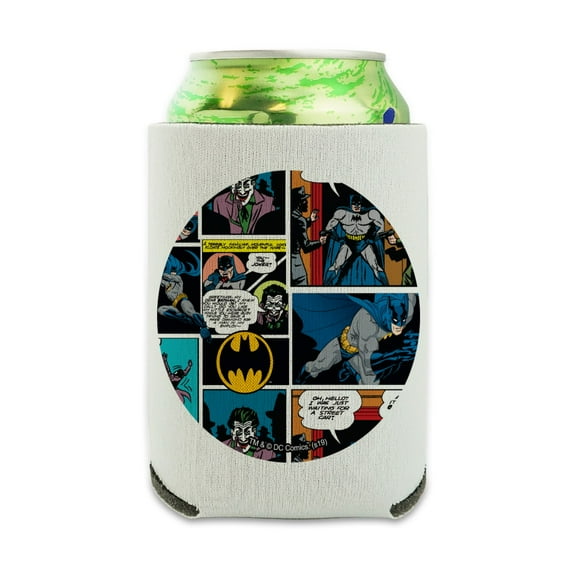 Batman Comic Pattern Can Cooler - Drink Sleeve Hugger Collapsible Insulator - Beverage Insulated Holder