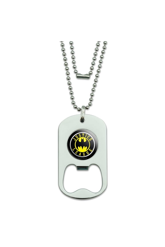 Justice League Batman Athletic Logo Military Dog Tag Bottle Opener Pendant