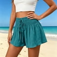 thumbnail image 7 of Ounisa Women's Summer Casual Fashion Solid Drawstring Elastic Waist Loose Culottes Shorts Flowy Breathable Lightweight Airy Shorts, 7 of 7