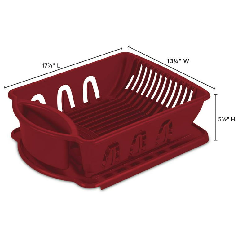 Sterilite 2-Piece Dish Drainer Sink Set, Red, 17.6x13.25x5.6 Inches –  ShopBobbys