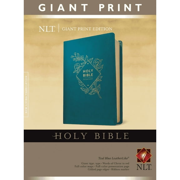 Holy Bible, Giant Print NLT (Red Letter, Leatherlike, Teal Blue), (Hardcover)