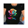 thumbnail image 1 of Women's Floral Print T-Shirt | 100% | Multi-Color Rose Design | Round Neck, Relaxed Fit | Machine Washable & Clean Safe | Elegant Casual for All Seasons, 1 of 6