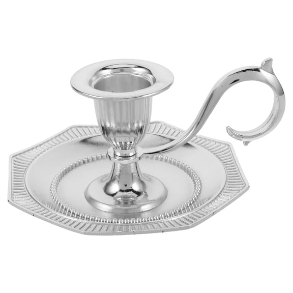 LOLIPPYY Vintage Metal Candlestick Holder with Handle, Plated Farmhouse Candle Stand for Wedding, Holiday & Home Decor