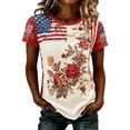 thumbnail image 3 of 250 Anniversary Usa Shirt Summer Tops for Women Graphic Tees Stylish Printed Short Sleeve Round Neck Comfortable Casual Daily Everyday Wear, 3 of 5