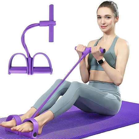 21 Fitness Resistance Bands Pedal Ankle Puller Workout Pilates Equipment Fitness Resistance Bands Elastic Stretch Bands Tension Rope Sit Up Yoga Abdomen Slim Training 4 Tube Purple #620t3
