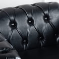 thumbnail image 5 of Chesterfield Sofa Leather,PU Leather Rolled Arm Chesterfield Single Sofa,Mid Century Upholstered Sofa Couch with Rolled Arms and Nailhead Trim Decoration for Living Room Bedroom Office,Black, 5 of 7
