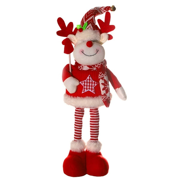 Muneco de Navidad estirable juguetes tematicos navidenos muneco de peluche decoracion navidena piernas largas de pie muneco de Navidad para alce Hugo Figura de Papa Noel Bodega Aurrera en linea