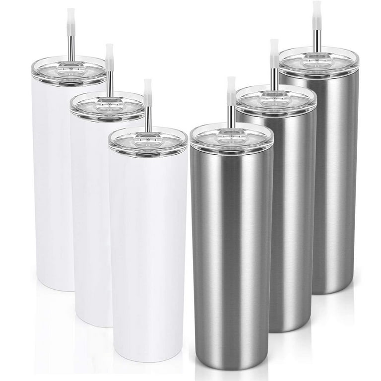 12 Pack Colorful Stainless Steel Tumblers Bulk 20 oz Skinny Tumbler Cups  with Lids and Straws Double Wall Vacuum Insulated Tumblers Stainless Steel