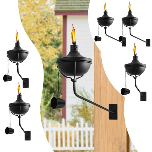Juego de 6 antorchas de citronela montadas en pared, 710 ml