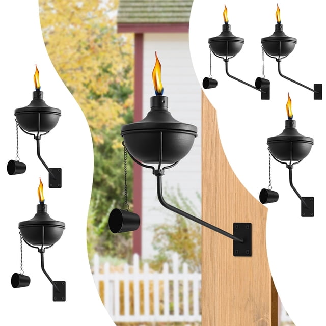 Juego de 6 antorchas de citronela montadas en pared, 710 ml