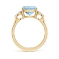 thumbnail image 2 of ANGARA Natural Cushion 2.7 ct Aquamarine & Diamond 3 Stone Engagement Ring in 14K Yellow Gold for Women (Size-9mm) | March Birthstone, Anniversary, Jewelry Gift for Women | Natural Aquamarine Ring, 2 of 10