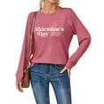thumbnail image 3 of Women's Valentine's Day Heart Print Long Sleeve Round Neck T Shirt Lose Women Shirts Long Sleeve Tees for Women Pack Workout Women Shirt T Shirt Pack Long Sleeve Girls Long Sleeve Womens Stretch T, 3 of 4