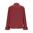 thumbnail image 6 of LEKWK Womens Linen Shirt Slim Fit Lapel Collar Dress Shirts Long Sleeve with Ruffle Cuff Going Out Tops Long Sleeve Button Down Business Work Wear, 6 of 9