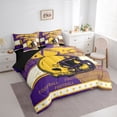 thumbnail image 3 of jejeloiu Ruby Football Sport 7-Piece Bedding Comforter Set,Purple Yellow White King Bedding Sets For Boys Kids Reversible, 3 of 8