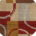 thumbnail image 4 of HomeRoots 612601 8 ft. Wheat & Burgundy Round Geometric Washable Indoor & Outdoor Area Rug, 4 of 5
