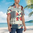 thumbnail image 5 of Xecao Patchwork In Country Style print Hawaiian shirt - a stylish short-sleeve button-down for men, perfect for casual beach and tropical outings., 5 of 9