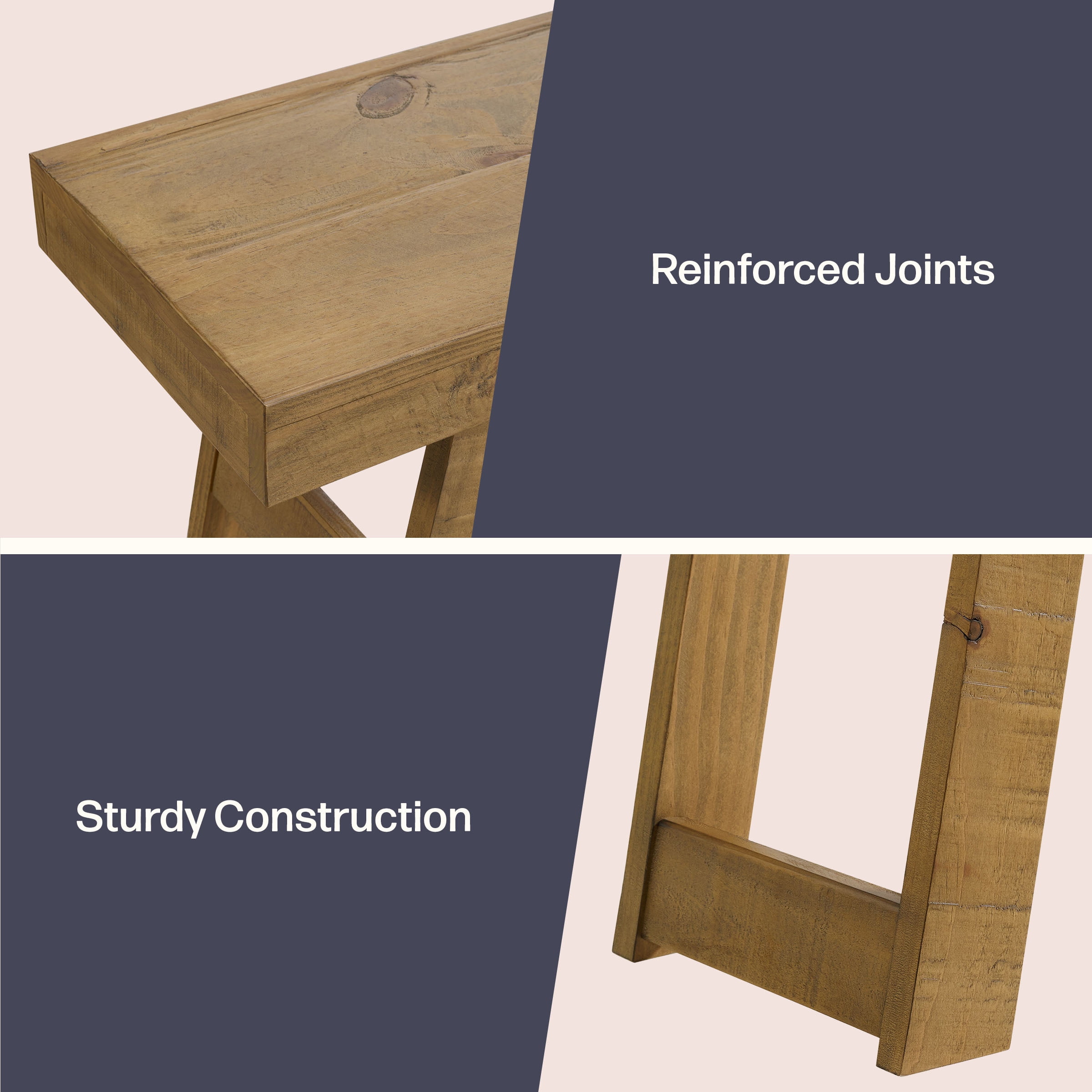 Alaterre Furniture Lawas Solid Wood Console Table - 56 Inch Modern Farmhouse Entryway Table (Oak)