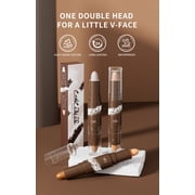Dual-End Cream Contour Stick, Natural Highlight & Light Coffee Shading Stick, All-Day Wear Face Makeup for Wheat Skin