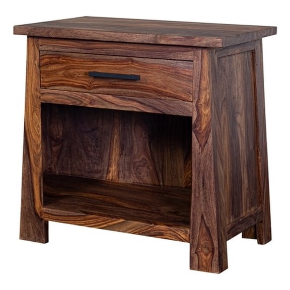 Porter Designs Kalispell Solid Sheesham Wood Nightstand, Brown