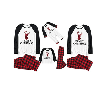 

Peyakidsaa Family Matching Christmas Pajamas Set Long Sleeve Deer Raglan Sleepsuit Nightwear