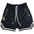 thumbnail image 2 of XIAONU Wolf Patch Mesh Shorts for Men Drawstring Waist Zipper Pockets Athletic Shorts, 2 of 5