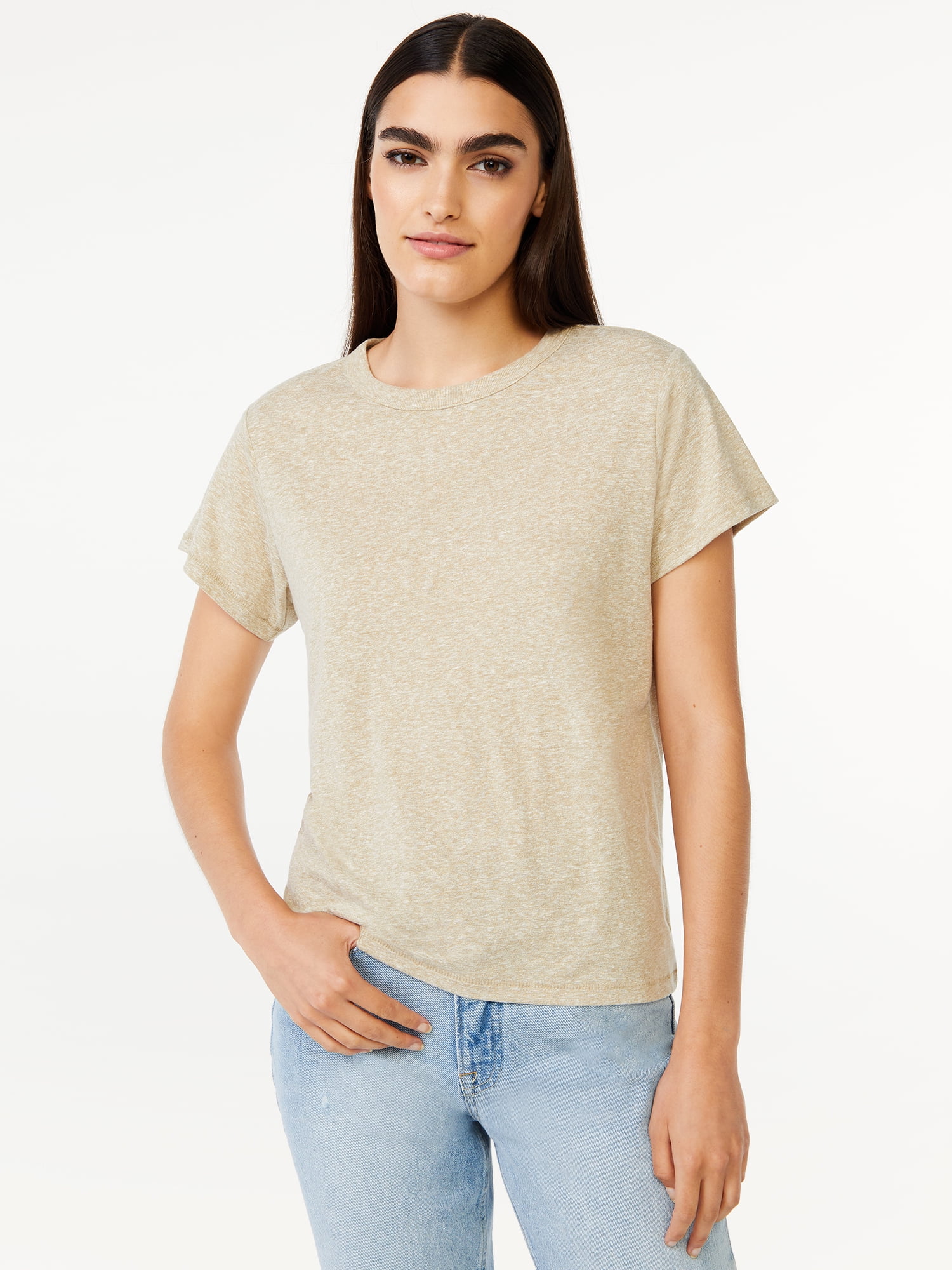 Free Assembly Women's Ringer Tee with Short Sleeves, Sizes XSXXXL