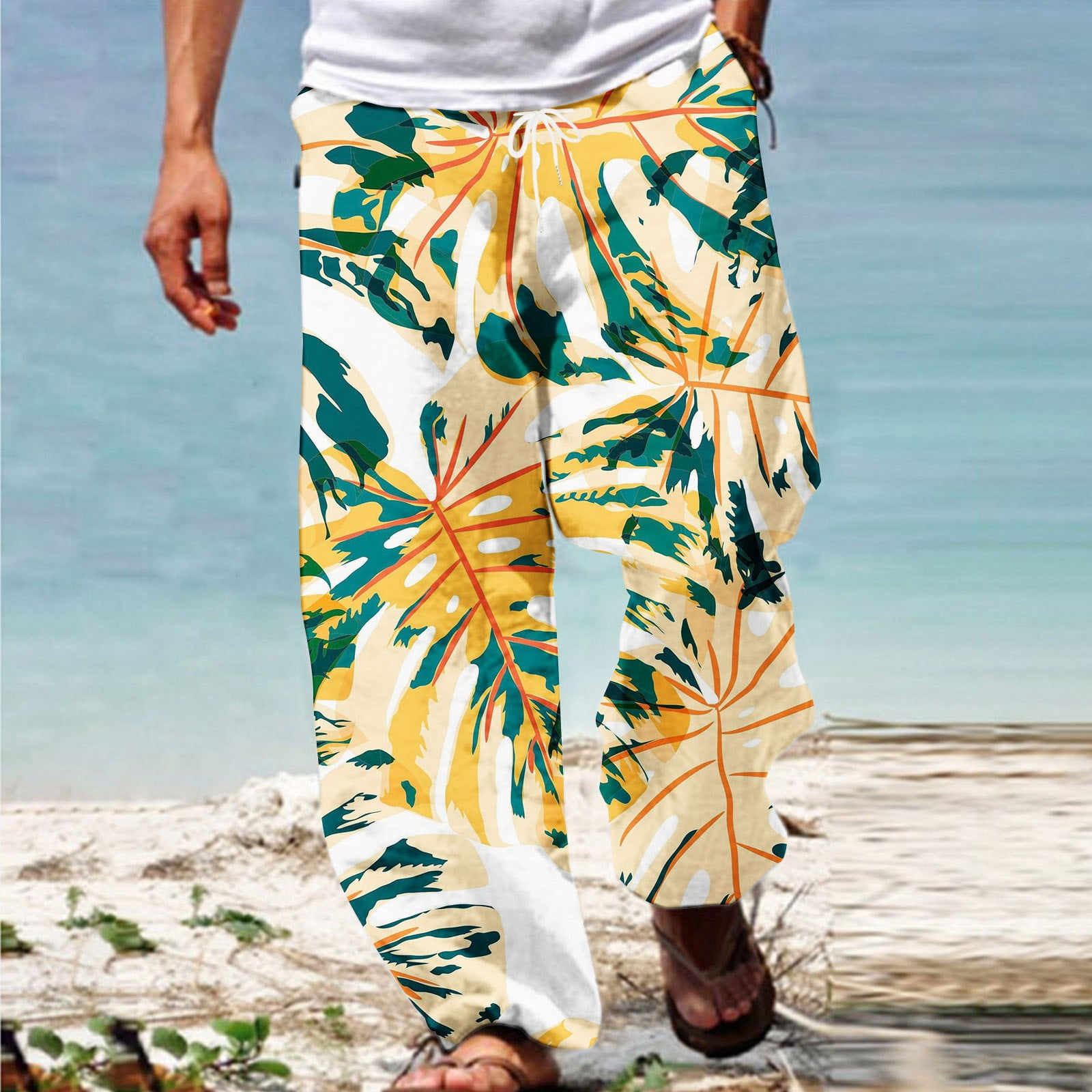 Men's Linen Pants Casual Elastic Waist Drawstring Yoga Beach Trousers -  China Wholesale Men's Linen Pants $4.9 from Yiwu Youchen Garments Co. Ltd