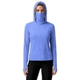 thumbnail image 3 of HappyYEE Women’s Upf 5+ Sun Shirts with Hooded Long Sleeve Thumb Sleeve Rash Guard Summer Outdoor Sun Protection Top with Face Mask Blue XL, 3 of 6