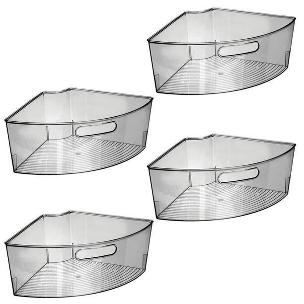 mDesign Lazy Susan Kitchen Food Storage Organizer Bin, 1/4 Wedge, 4