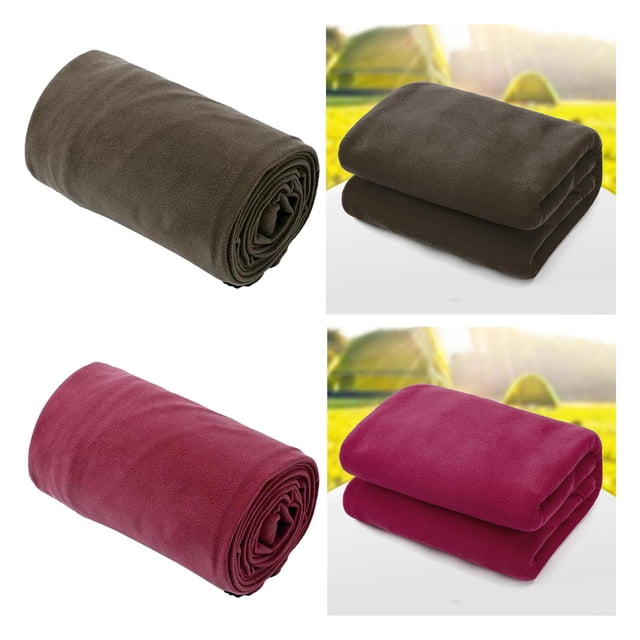 2 uds Manta para acampar shamjiam forro suave saco de dormir cálido cojín térmico rojo intenso gris