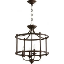 Quorum Lighting Rossington 4-Light Dual Mount Pendant, Oiled Bronze, 18W x 18.5H, Dry Rated