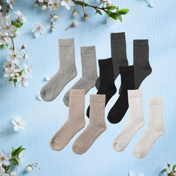 Wool Thermal Socks mens Thick Hiking Soft Weather Socks 5 Pairs - Multi Color