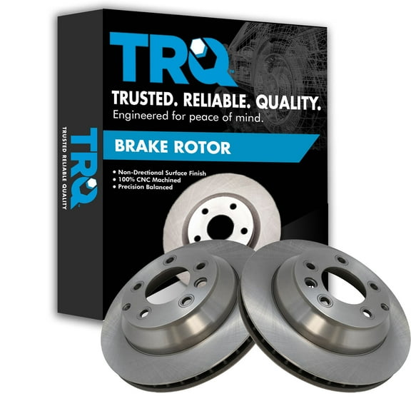 TRQ Rear Brake Rotors Set Vented Fits Select 2007-2015 Audi Q7 2003-2018 Porsche Cayenne 2004-2017 Volkswagen Touareg