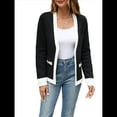 thumbnail image 3 of Suéter Tipo Cárdigan Abierto con Ribete para Mujer, Cárdigan de Punto de Larga, Informal, para Otoño e Invierno Negro S, 3 of 10