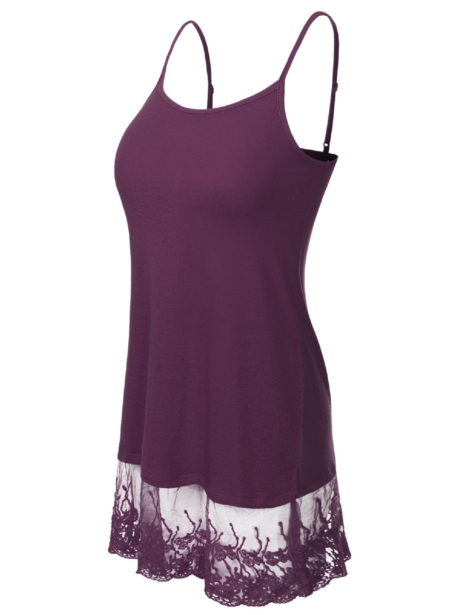 Made by Olivia - Made by Olivia Women's Long Line Cami with Lace Extender Camisole Tank Top 