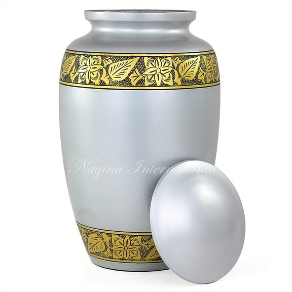 Aluminum Metal Cremation Urns for Ashes & Mortal Remains | Handmade Beautiful Urns for Humans and Pets (Penciled Grey)
