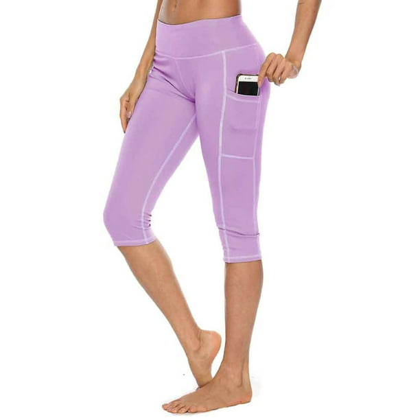 Frontwalk Women Yoga Capris Pants with Pockets Workout Sports Running Cropped Pant Capri